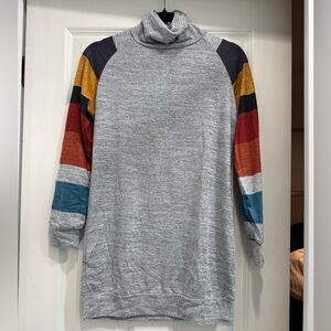 Colorful Striped Sleeves Tunic Sweater